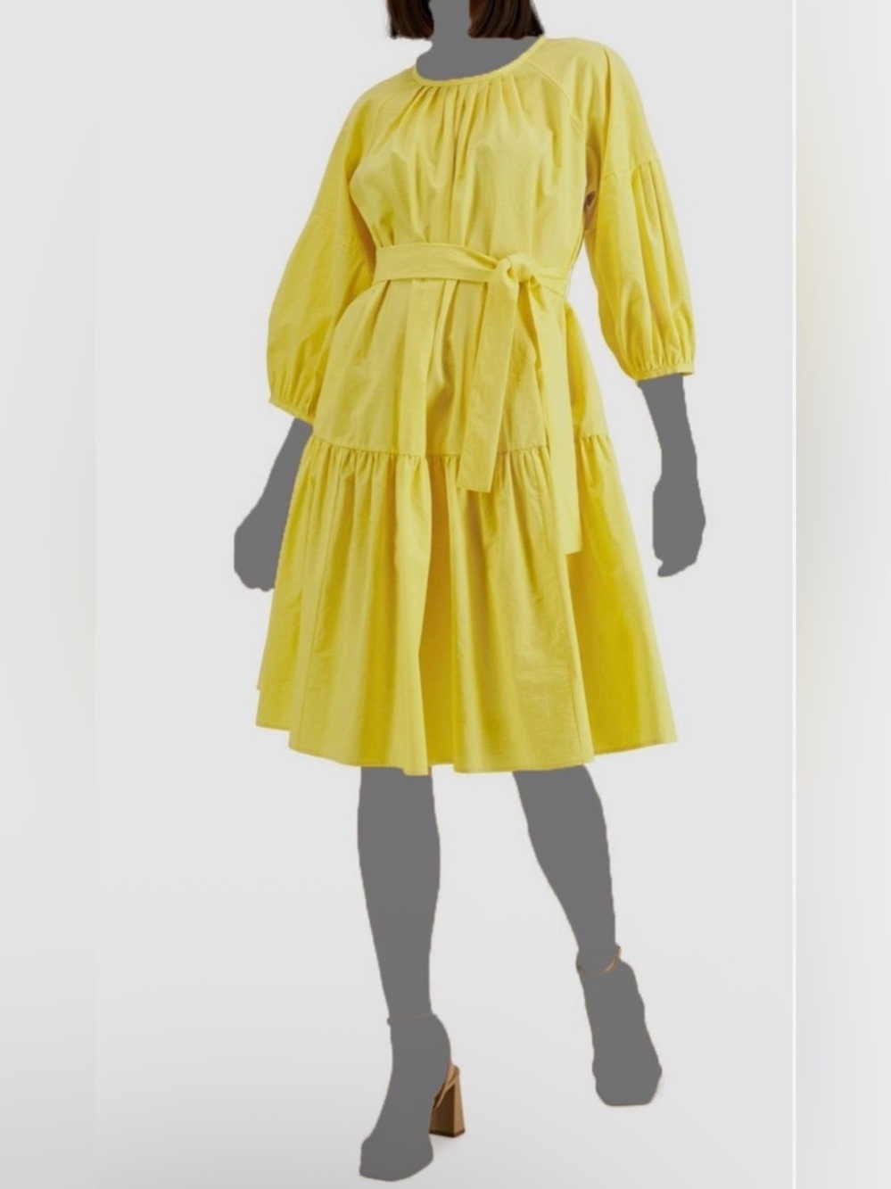New York & Company Yellow Puff Sleeve Sundress